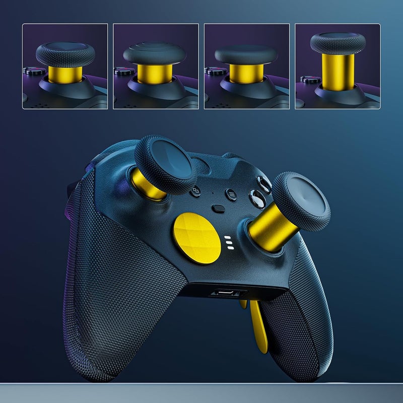 ZAPOLEX 14-in-1 Controller Accessories Kit Compatible with Xbox Elite Series 2, 6 Premium Metal Thumbsticks, Swap Joysticks, 4 Interchangeable Paddles, 2 D-Pads, 1 Tool & 1 Storage Bag (Bright Gold) - Image 2